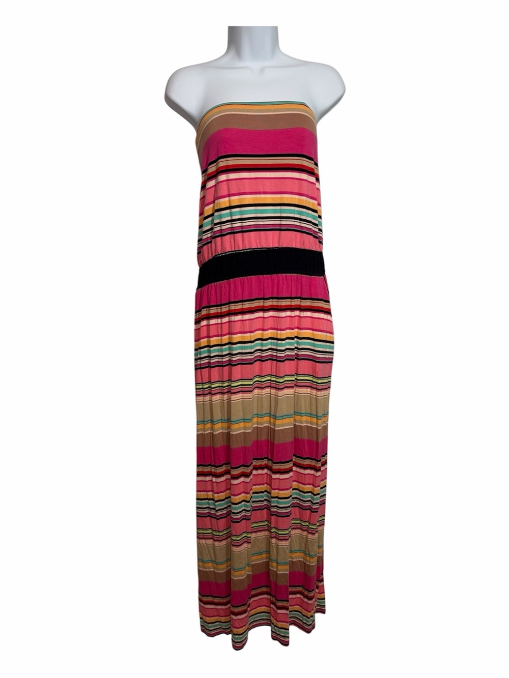 Lane Bryant Strapless Maxi Dress Stripes Pockets Plus Size 26/28 Summer Vacation